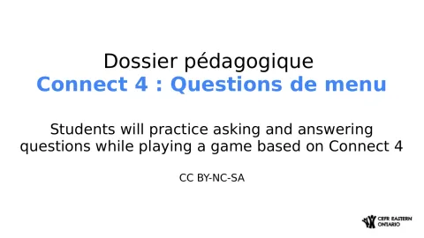 Connect 4 : Questions de menu