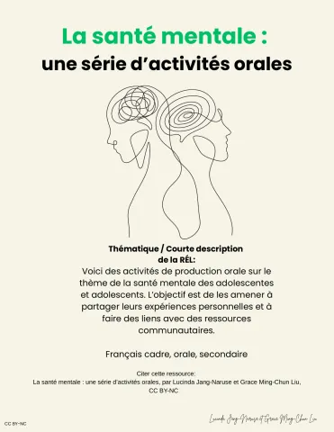La santé mentale : une série d’activités orales (Français cadre 9e)