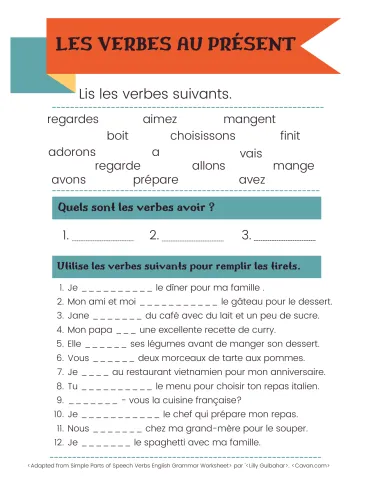Les verbes au présent : exercices