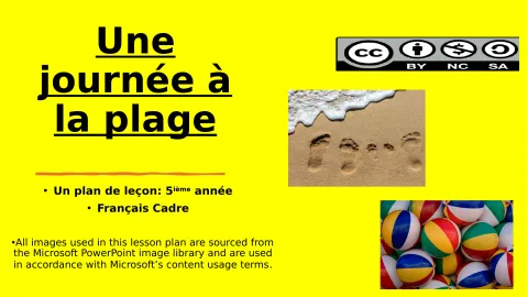 Une journée à la plage (5e année – Français cadre)