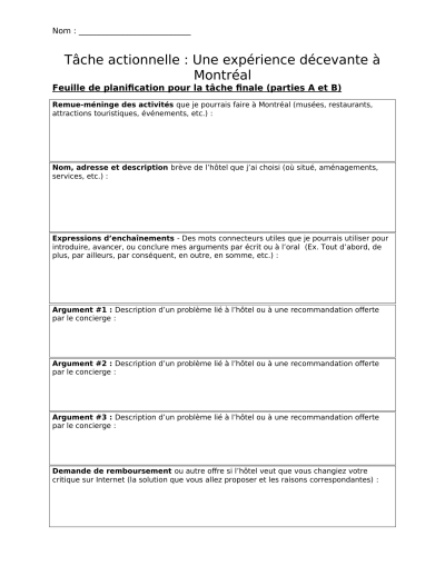 Feuille de planification