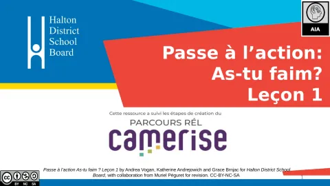 Passe à l'action As-tu faim Leçon 1