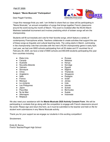 Sample intro. letter for families