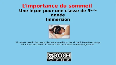 L’importance du sommeil (9e année Immersion)