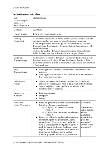 Les fractions dans notre classe
